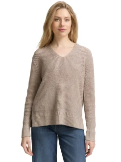 Tom Tailor Pullover & Sweatshirts*Strickpullover mit V-Ausschnitt soft taupe melange
