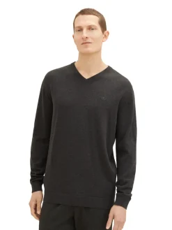 Tom Tailor Pullover & Sweatshirts|Big Boys*Strickpullover mit V-Ausschnitt black grey melange