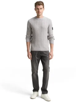 Tom Tailor Pullover & Sweatshirts|Big Boys*Strickpullover mit Zopfmuster grey offwhite plated