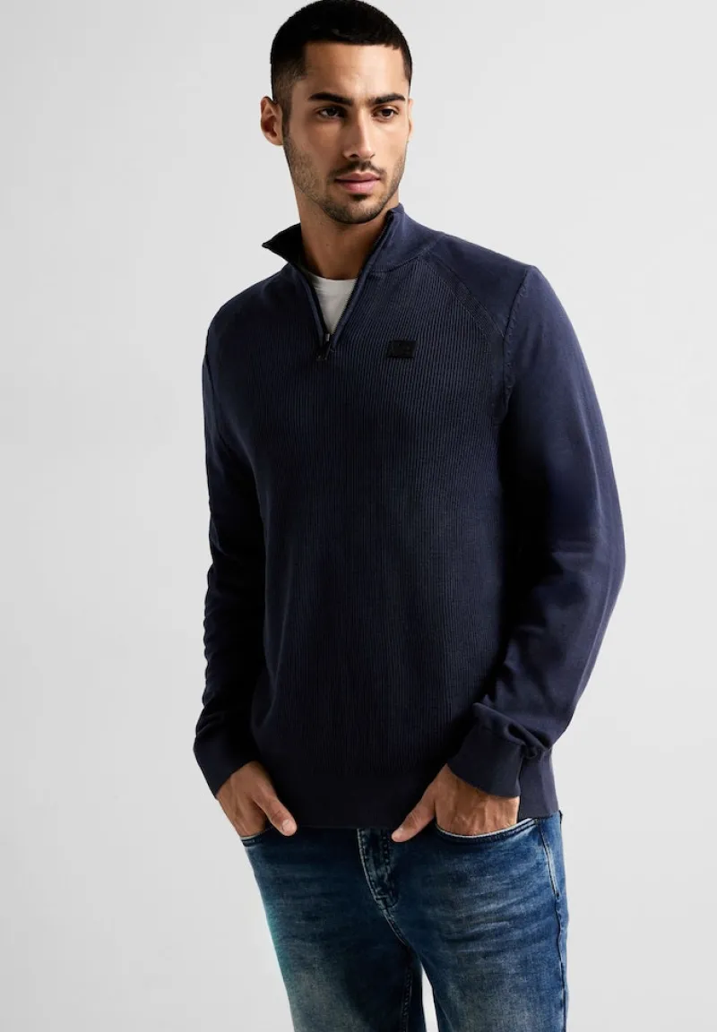 Street One Men Pullover & Sweatshirts|Big Boys*Stricktroyer in Washedoptik deep space blue