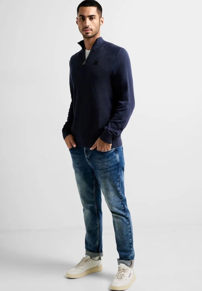 Street One Men Pullover & Sweatshirts|Big Boys*Stricktroyer in Washedoptik deep space blue