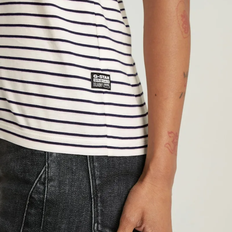 G-star Raw Shirts*Stripe eyben slim v t 2.0 wmn osaka blue highlight stripe