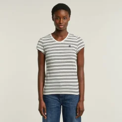 G-star Raw Shirts*Stripe eyben slim v t 2.0 wmn milk-dk black double stripe