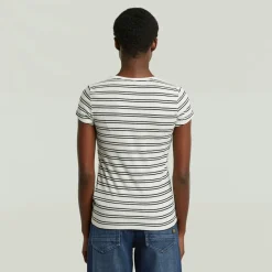 G-star Raw Shirts*Stripe eyben slim v t 2.0 wmn milk-dk black double stripe