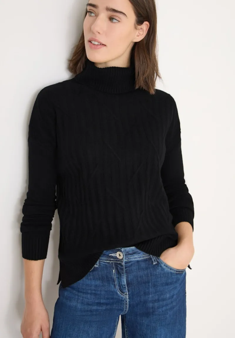 Cecil Pullover & Sweatshirts*Struktur Rollkragenpullover Black