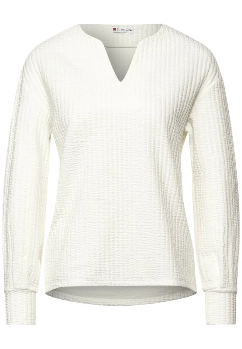 Street One Shirts*Struktur Shirt in Langarm off white