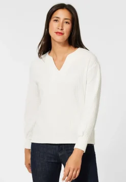 Street One Shirts*Struktur Shirt in Langarm off white