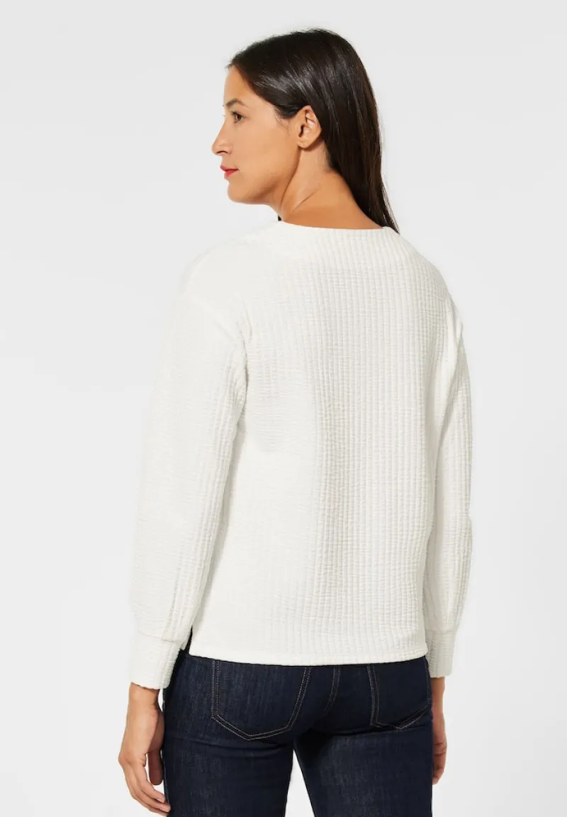Street One Shirts*Struktur Shirt in Langarm off white