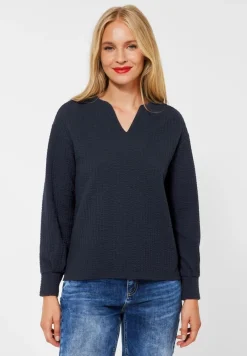 Street One Shirts*Struktur Shirt in Langarm mighty blue