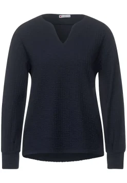 Street One Shirts*Struktur Shirt in Langarm mighty blue