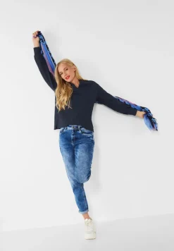 Street One Shirts*Struktur Shirt in Langarm mighty blue