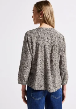 Street One Blusen*Strukturbluse mit Leo-Muster cotton cream