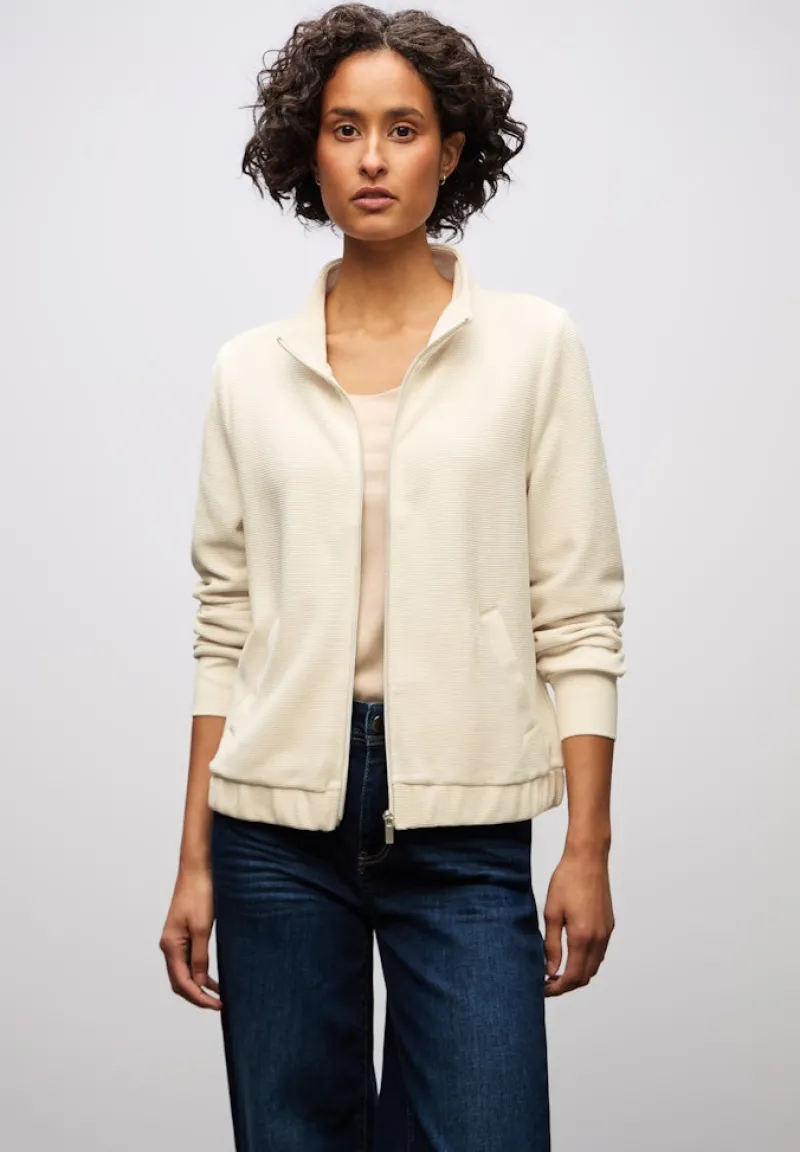 Street One Pullover & Sweatshirts*Strukturjacke mit Zipper soft beige