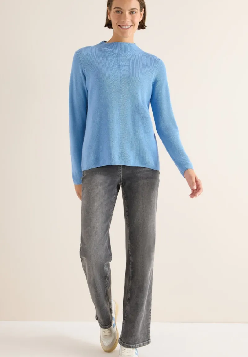 Cecil Pullover & Sweatshirts*Strukturmix Pullover sporty light blue melange