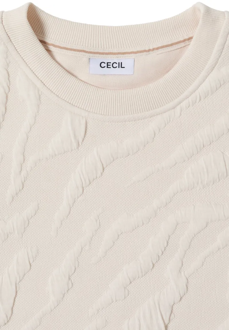 Cecil Pullover & Sweatshirts*Strukturmuster Sweatshirt light beige