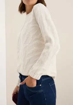 Cecil Pullover & Sweatshirts*Strukturmuster Sweatshirt light beige