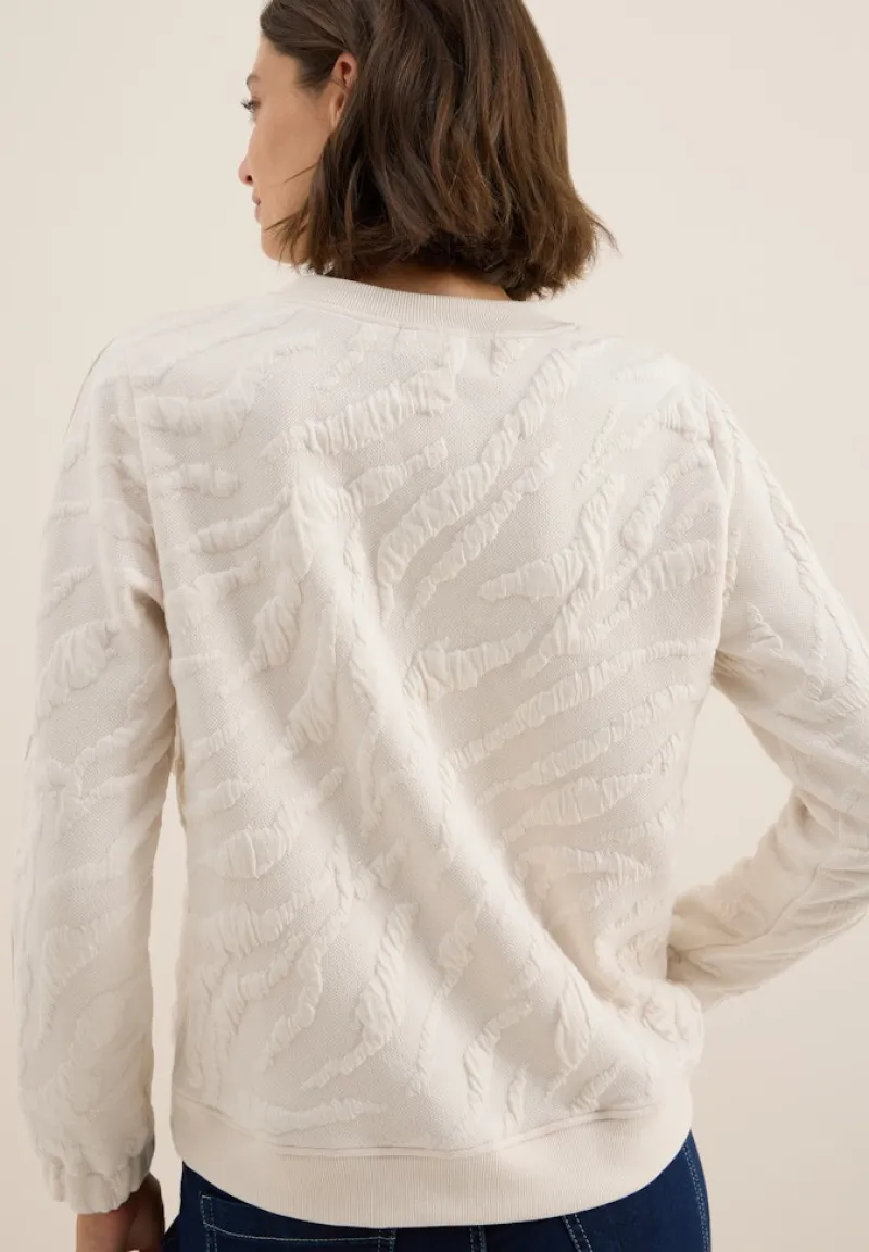 Cecil Pullover & Sweatshirts*Strukturmuster Sweatshirt light beige