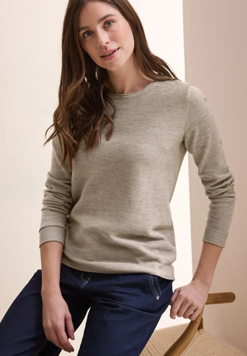 Cecil Pullover & Sweatshirts*Strukturpullover oak wood beige heather melange