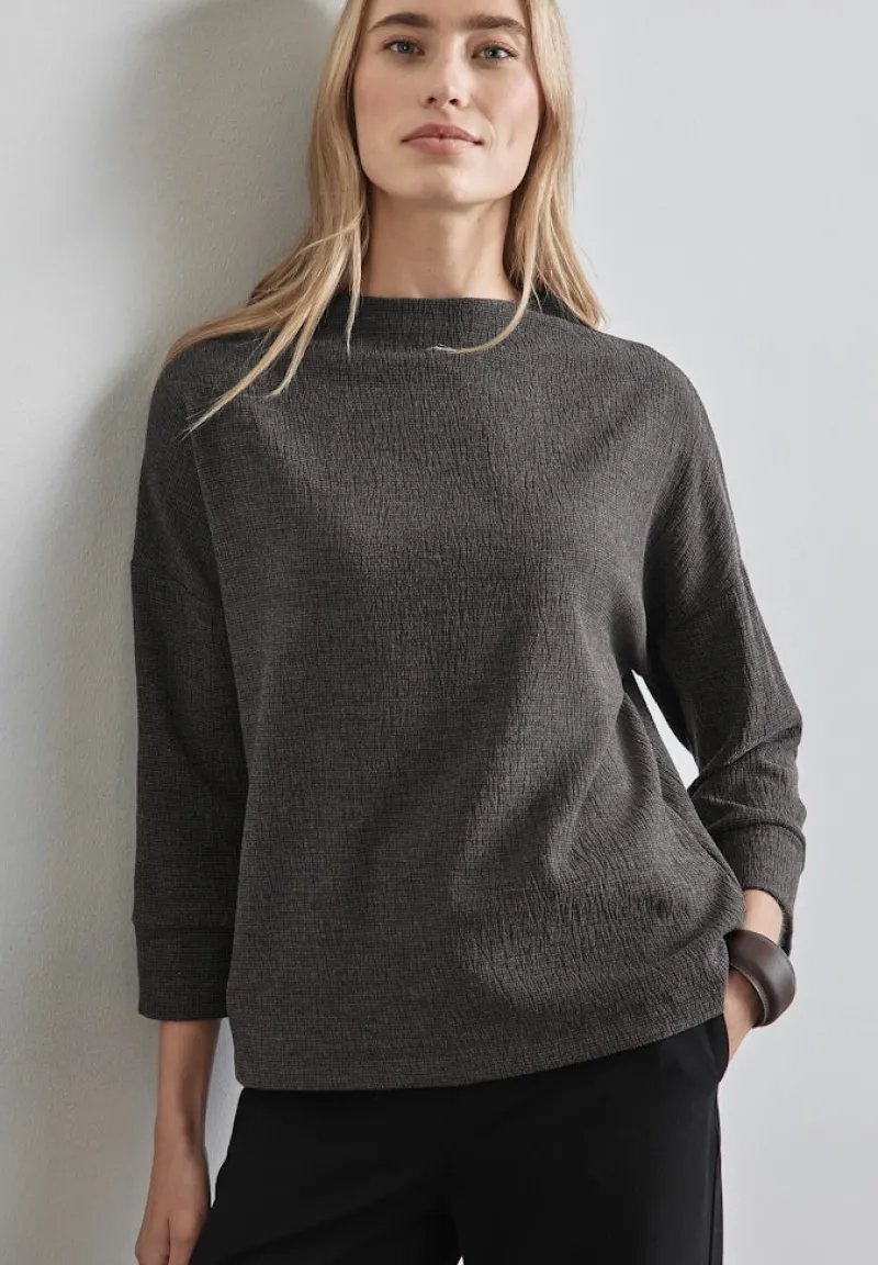 Street One Pullover & Sweatshirts*Strukturshirt gravel grey mel.