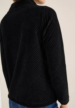 Cecil Shirts*Strukturshirt mit Funnelneck Black