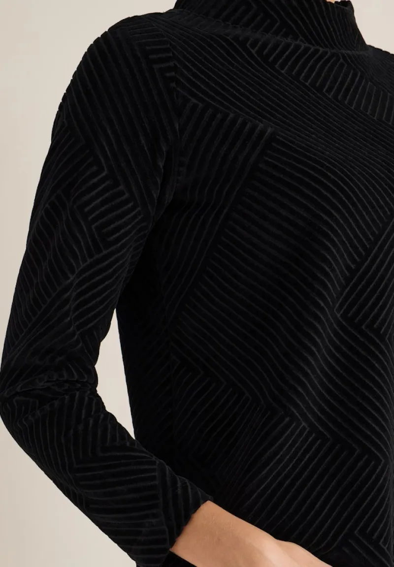 Cecil Shirts*Strukturshirt mit Funnelneck Black