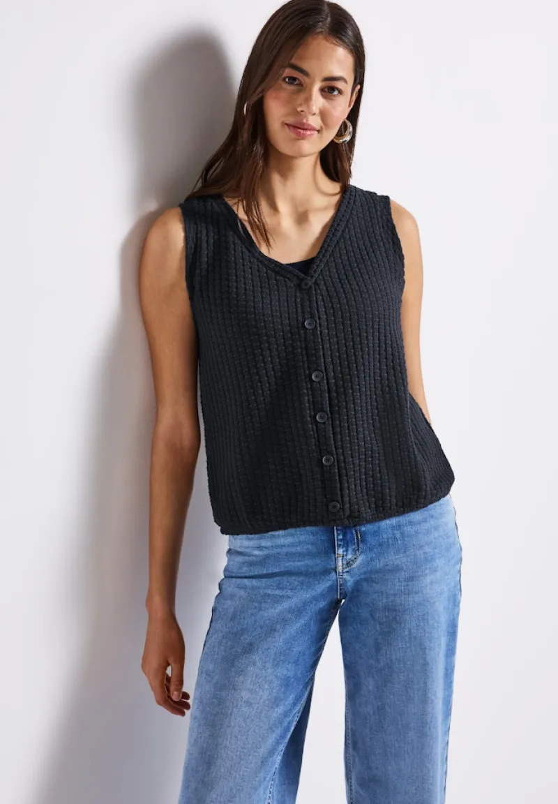 Street One Shirts*Strukturtop mit Knopfleiste deepwater blue