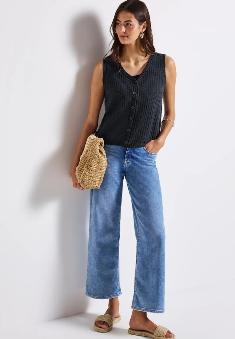 Street One Shirts*Strukturtop mit Knopfleiste deepwater blue