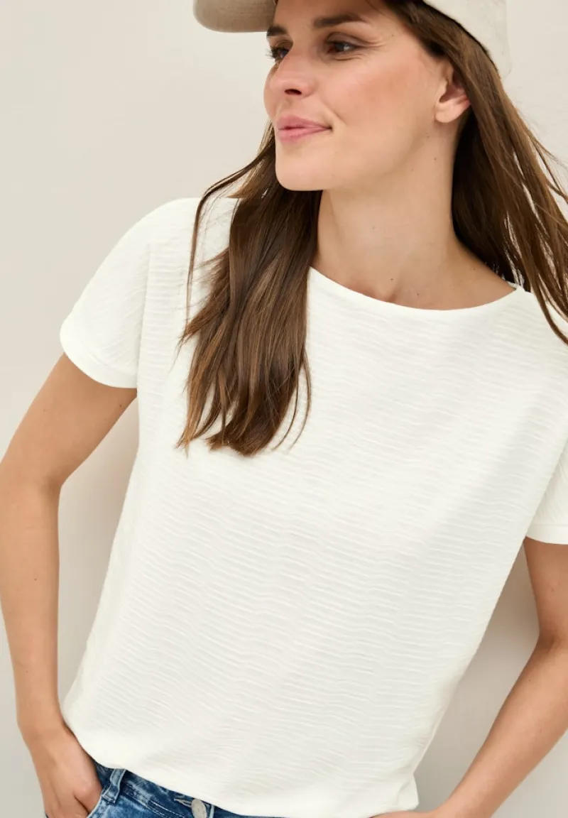 Cecil Shirts*Struktushirt in Unifarbe vanilla white
