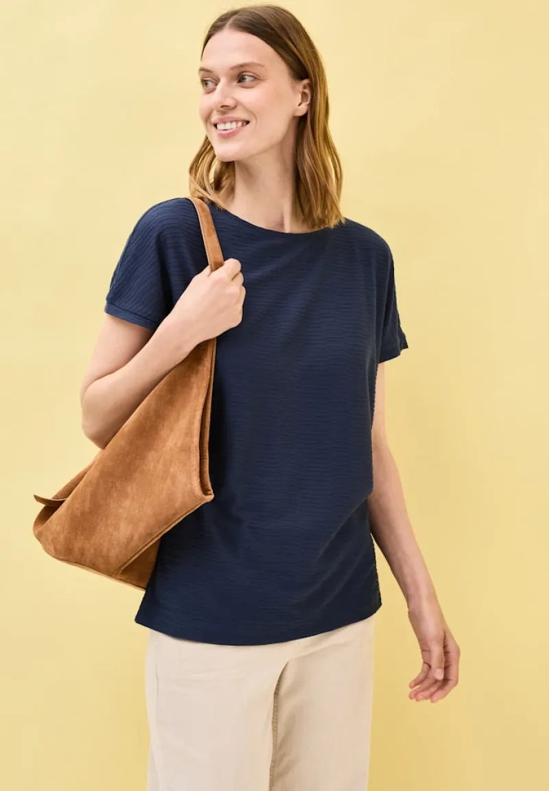 Cecil Shirts*Struktushirt in Unifarbe urban navy blue