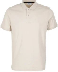 Calvin Klein Shirts*SUPIMA SLUB LOGO COLLAR POLO stony beige