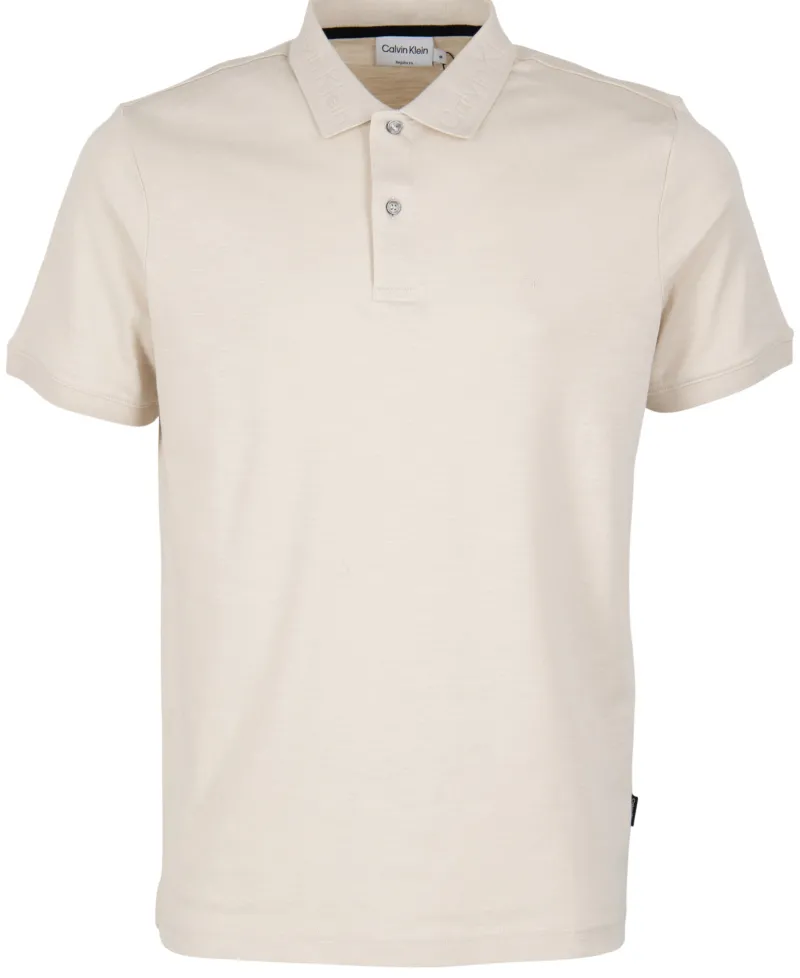 Calvin Klein Shirts*SUPIMA SLUB LOGO COLLAR POLO stony beige