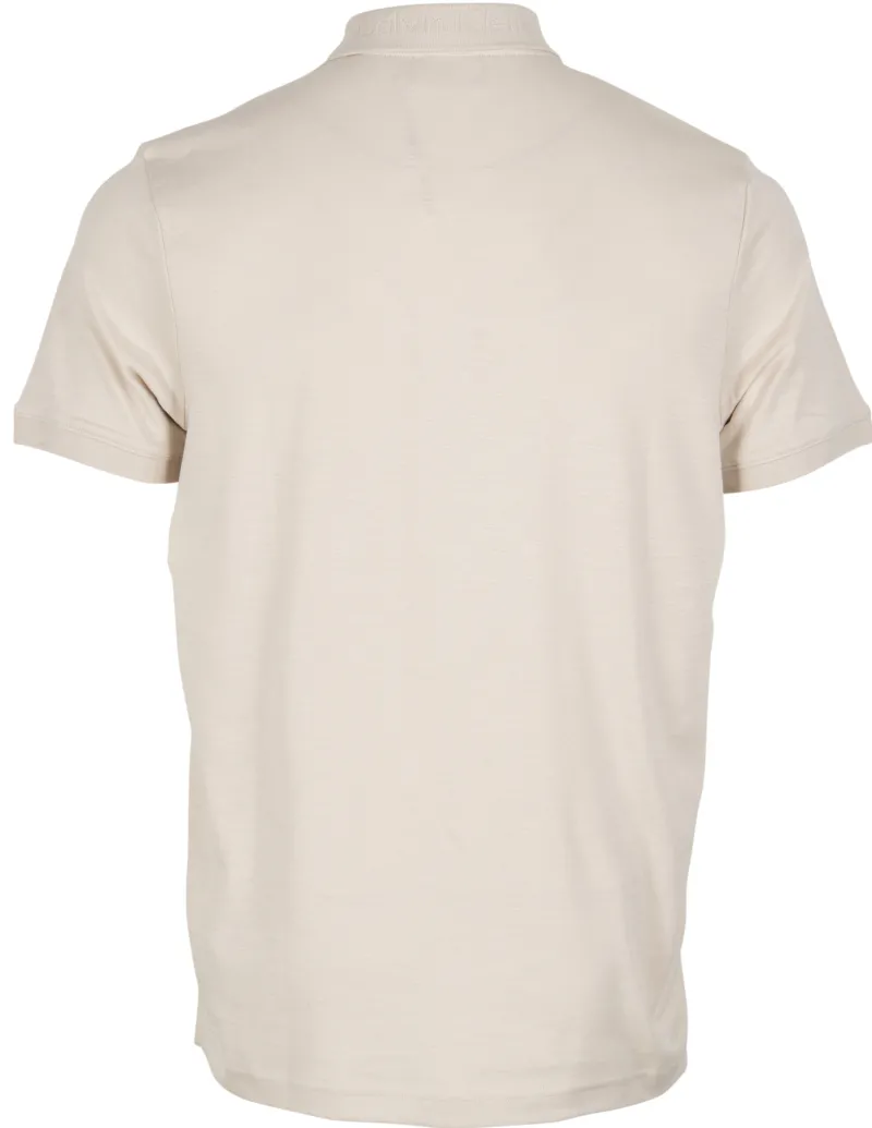 Calvin Klein Shirts*SUPIMA SLUB LOGO COLLAR POLO stony beige