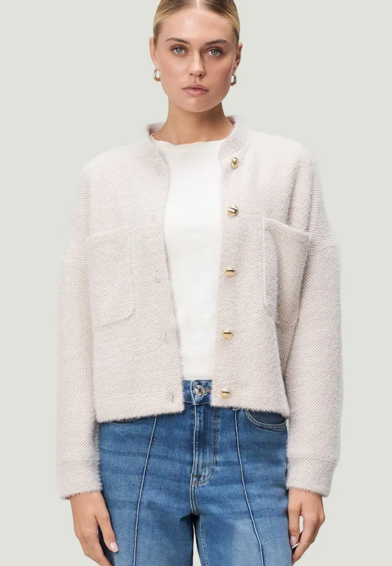 Zero Jacken*Sweatblazer strukturiert mit Knopfleiste creamcamel