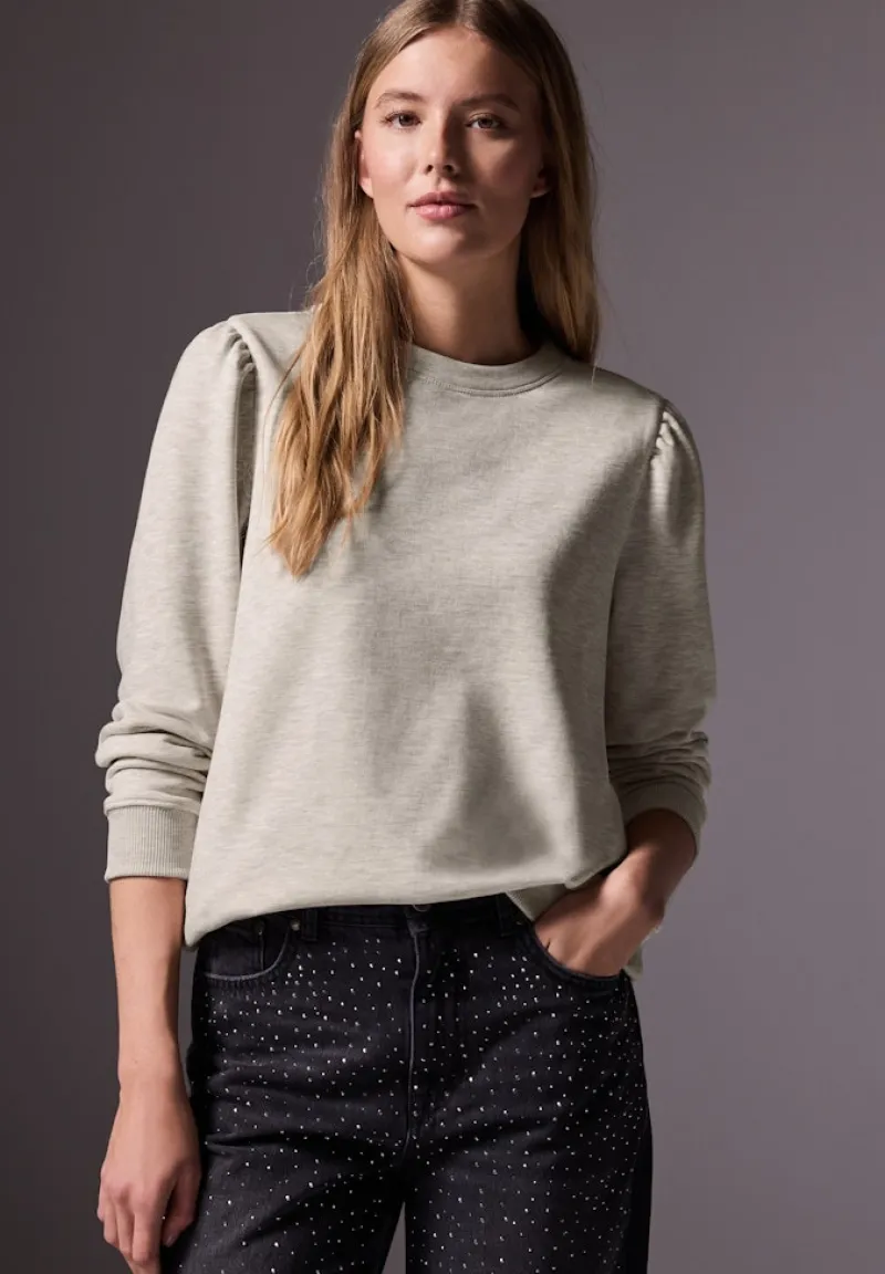 STREET ONE STUDIO Pullover & Sweatshirts*Sweater mit Raffungen cloud cream mel.