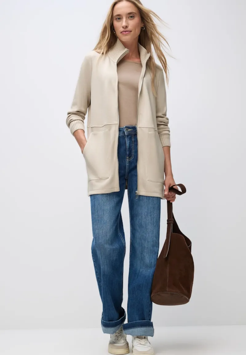 Street One Pullover & Sweatshirts*Sweatjacke mit Strickdetails soft fawn beige