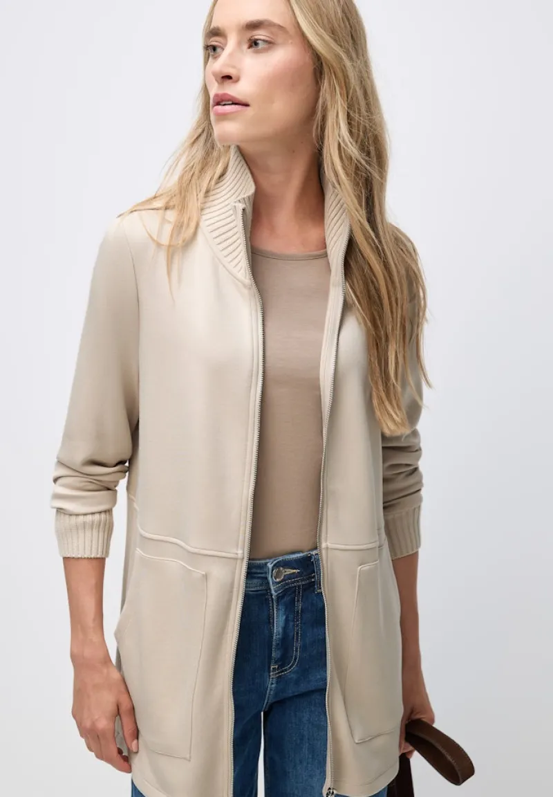 Street One Pullover & Sweatshirts*Sweatjacke mit Strickdetails soft fawn beige