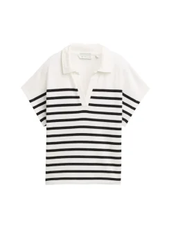 Tom Tailor Pullover & Sweatshirts*Sweatshirt in Polo-Optik offwhite navy stripe