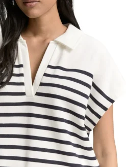 Tom Tailor Pullover & Sweatshirts*Sweatshirt in Polo-Optik offwhite navy stripe