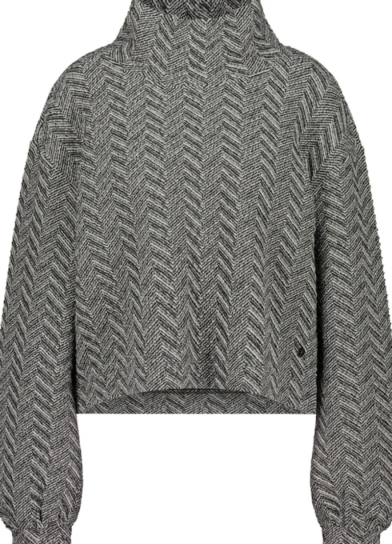 Monari Pullover & Sweatshirts*Sweatshirt mit Fischgrat-Muster schwarz gemustert