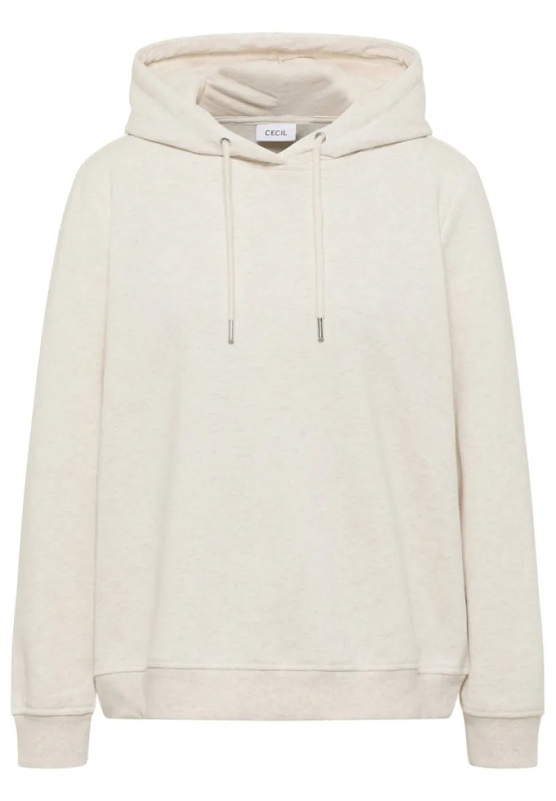 Cecil Pullover & Sweatshirts*Sweatshirt mit Kapuze oat milk beige melange
