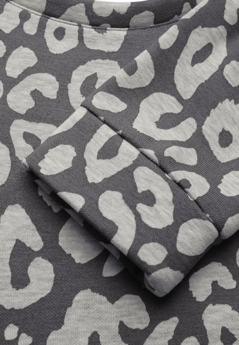 Street One Pullover & Sweatshirts*Sweatshirt mit Leo-Muster echo grey mel.