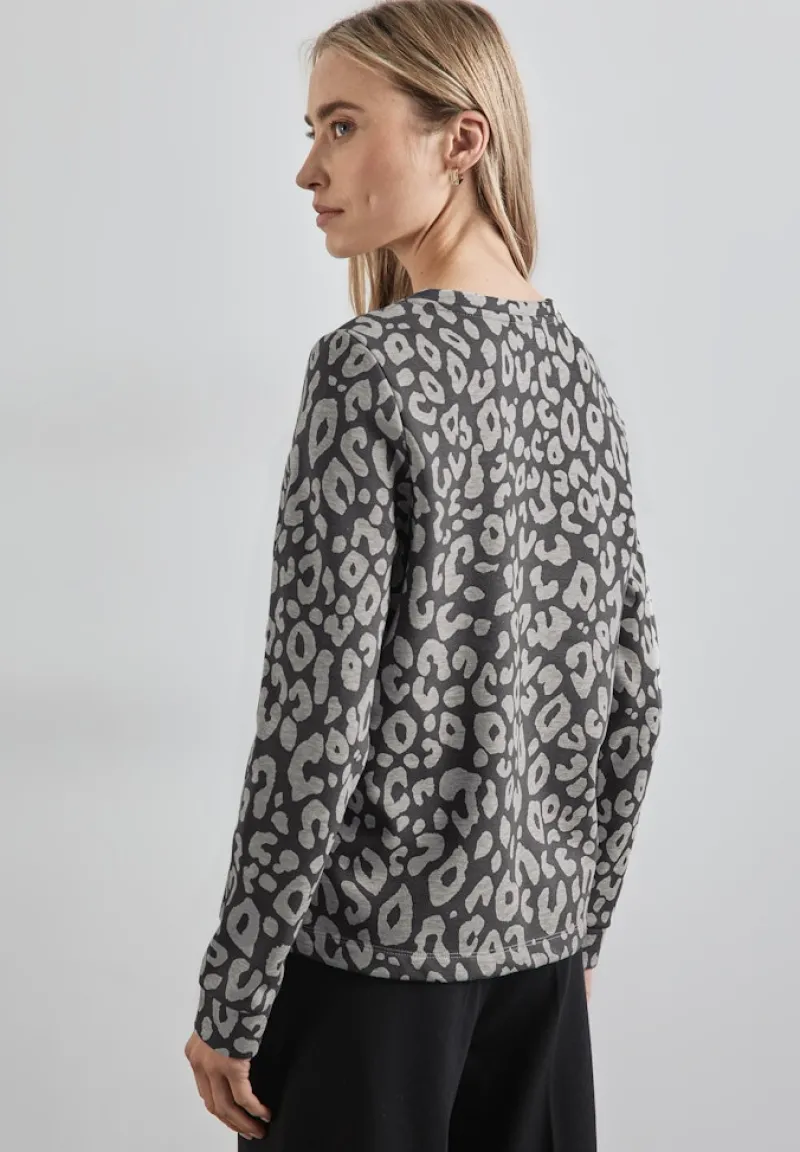 Street One Pullover & Sweatshirts*Sweatshirt mit Leo-Muster echo grey mel.