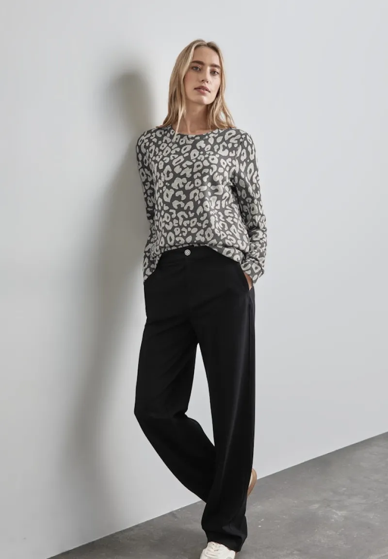 Street One Pullover & Sweatshirts*Sweatshirt mit Leo-Muster echo grey mel.