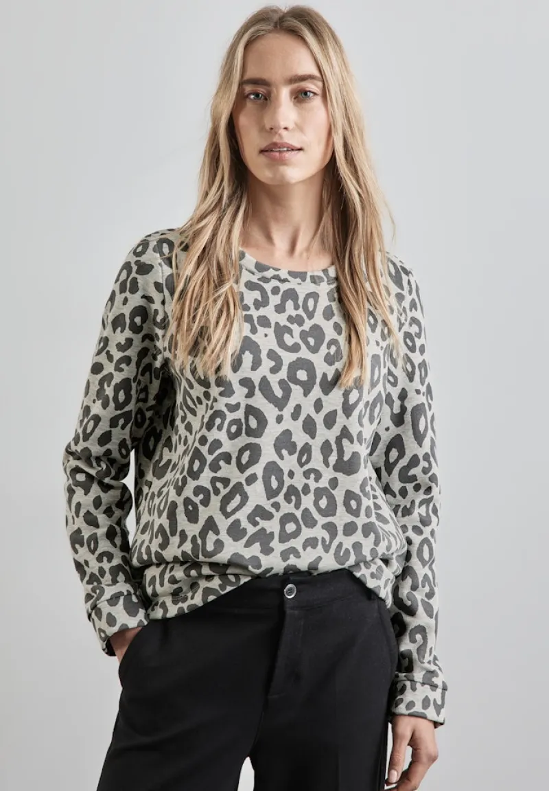 Street One Pullover & Sweatshirts*Sweatshirt mit Leo-Muster heather grey mel.