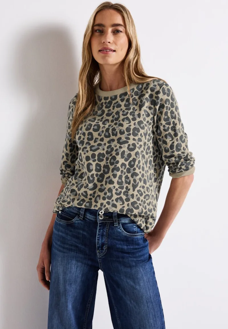 Street One Pullover & Sweatshirts*Sweatshirt mit Leo-Muster coastal beige
