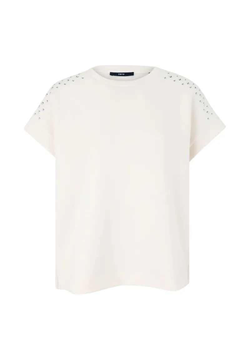 Zero Pullover & Sweatshirts*Sweatshirt mit Nieten patch creamsilver