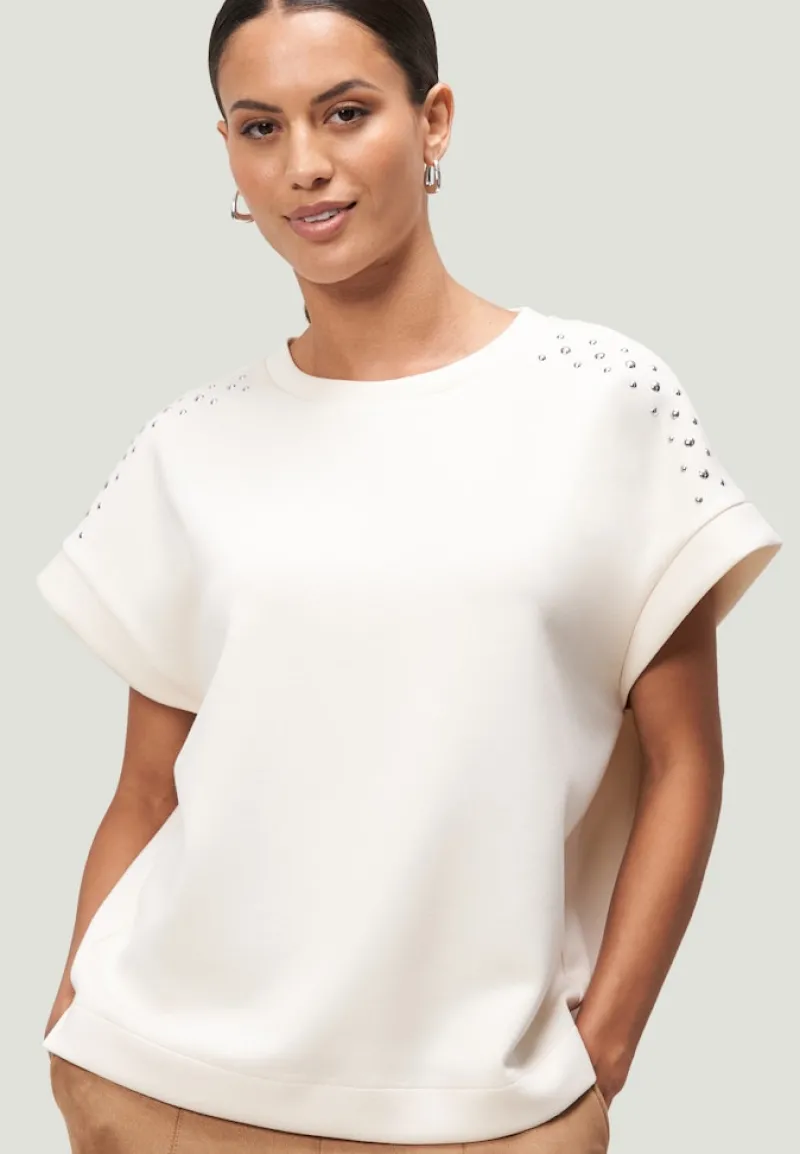 Zero Pullover & Sweatshirts*Sweatshirt mit Nieten patch creamsilver