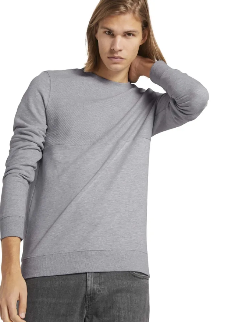 Tom Tailor Denim Pullover & Sweatshirts*Sweatshirt mit Stepp-Struktur light stone grey melange
