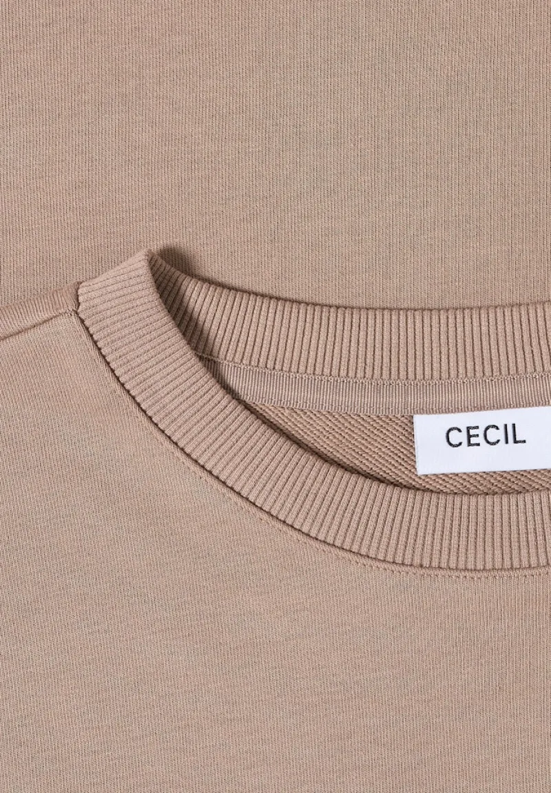 Cecil Pullover & Sweatshirts*Sweatshirt mit Tunnelzug natural taupe