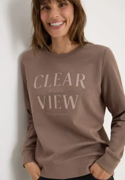 Cecil Pullover & Sweatshirts*Sweatshirt mit Wording cocoa taupe